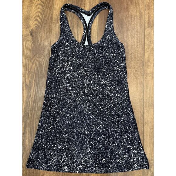 Lululemon Cool Racerback Tank Top in Mini Splatter Print White Black size 4 - Picture 2 of 8